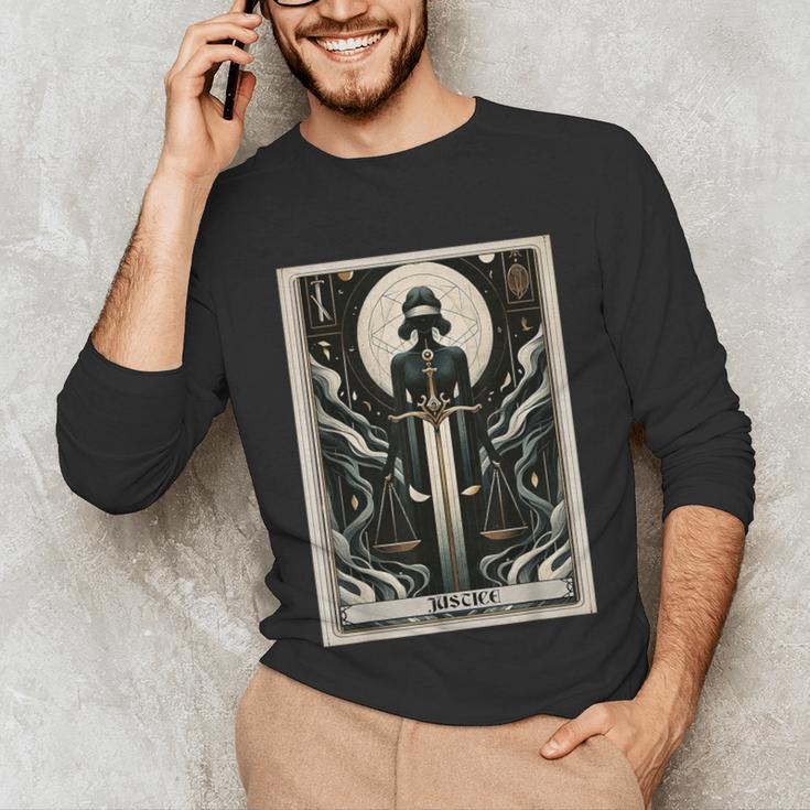 Tarot Cards Guide Book Esoteric Mysticism Clothing Tarot Card Justice Unisex Long Sleeve T-Shirt Tarot Cards Guide Book Esoteric Mysticism Clothing Tarot Card Justice Unisex Long Sleeve T-Shirt