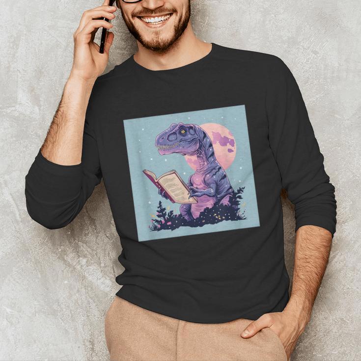 Trex Reading Book Dinosaur Unisex Long Sleeve T-Shirt Trex Reading Book Dinosaur Unisex Long Sleeve T-Shirt