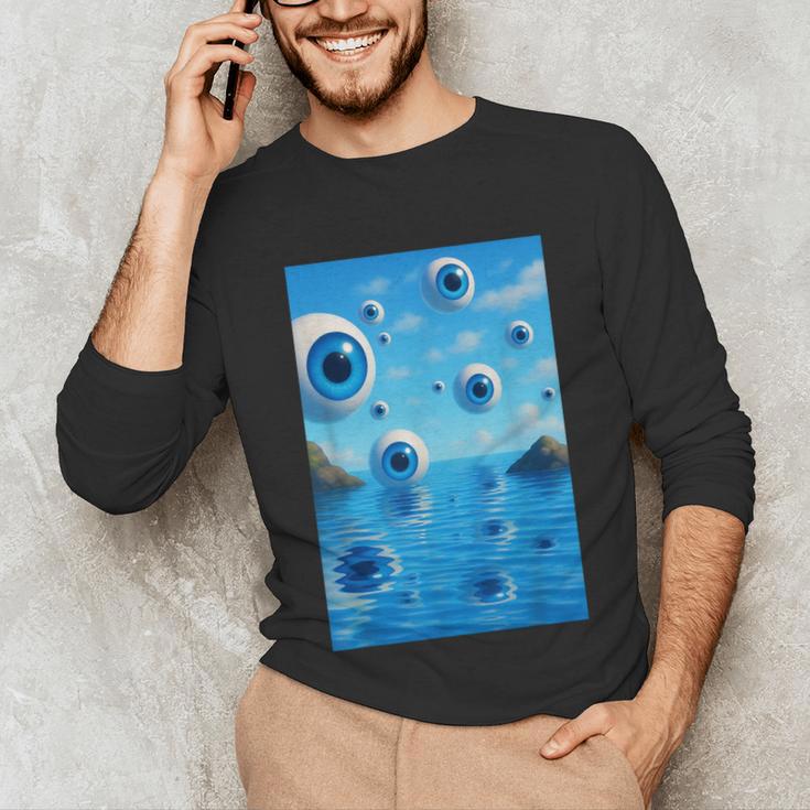 Trippy Weirdcore Frutiger Aero Surreal Eyeballs Y2K Unisex Long Sleeve T-Shirt