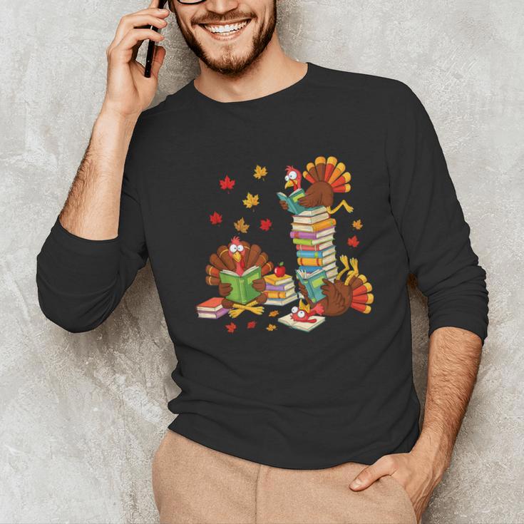 Turkey Reading Books Fall Librarian Book Lover Teacher Kids Unisex Long Sleeve T-Shirt Turkey Reading Books Fall Librarian Book Lover Teacher Kids Unisex Long Sleeve T-Shirt
