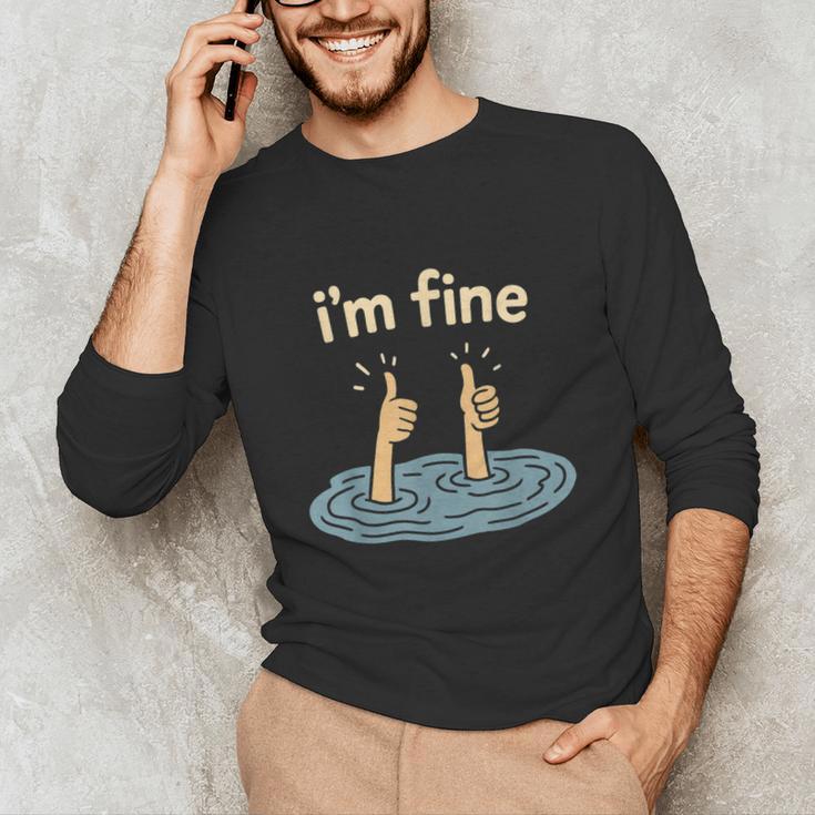 Two Thumbs Up I'm Fine Sarcastic Meme Introvert Humor Unisex Long Sleeve T-Shirt