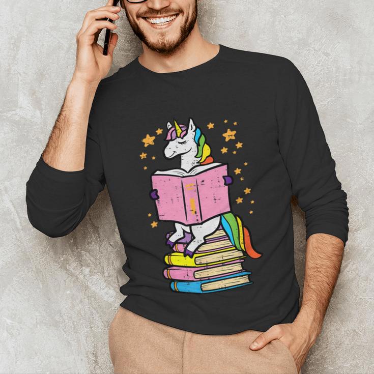 Unicorn Read Reading Book Librarian America Girls Women Unisex Long Sleeve T-Shirt Unicorn Read Reading Book Librarian America Girls Women Unisex Long Sleeve T-Shirt