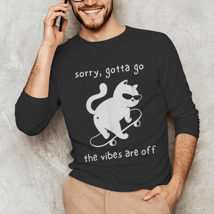 Vibes Are Off Cat Skateboard Introvert Sarcastic Humor Unisex Long Sleeve T-Shirt Vibes Are Off Cat Skateboard Introvert Sarcastic Humor Unisex Long Sleeve T-Shirt