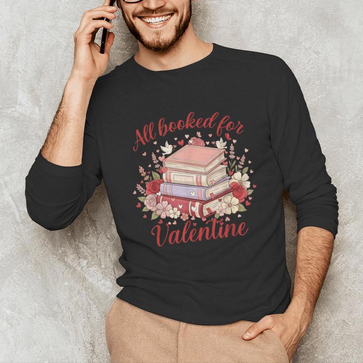 Vintage All Booked For Valentines Book Lovers Teacher Kids Unisex Long Sleeve T-Shirt