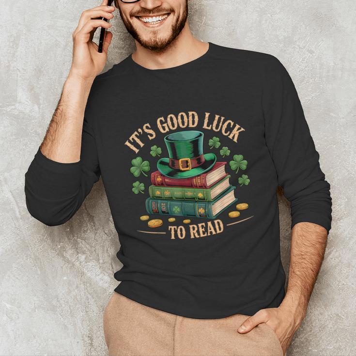 Vintage It's Good Luck To Read St Patrick's Day Book Lucky Unisex Long Sleeve T-Shirt