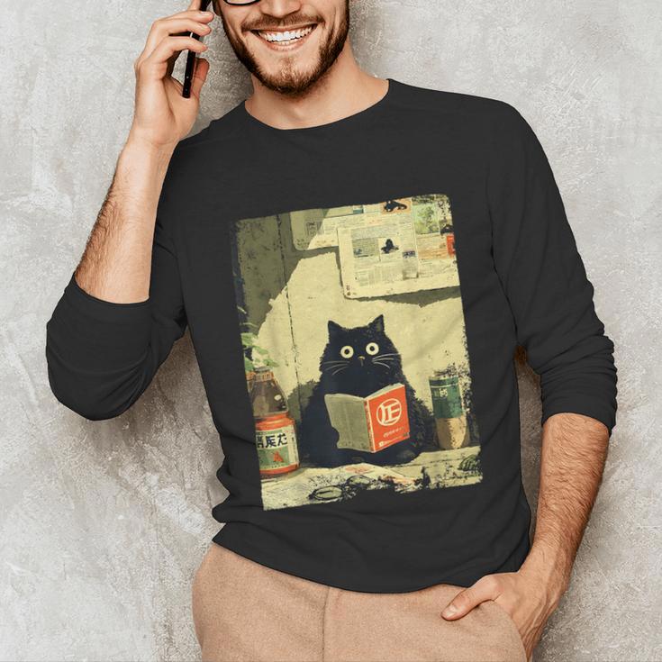 Vintage Japanese Cat Book Lovers Librarian Cat Dad Teacher Unisex Long Sleeve T-Shirt Vintage Japanese Cat Book Lovers Librarian Cat Dad Teacher Unisex Long Sleeve T-Shirt