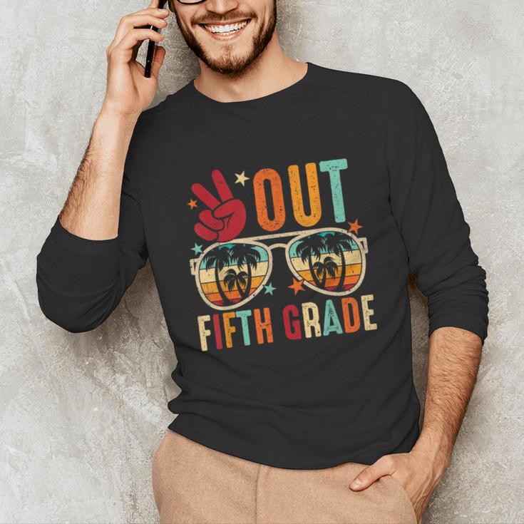 Vintage Peace Out 5th Grade Graduation Last Day Of School Unisex Long Sleeve T-Shirt