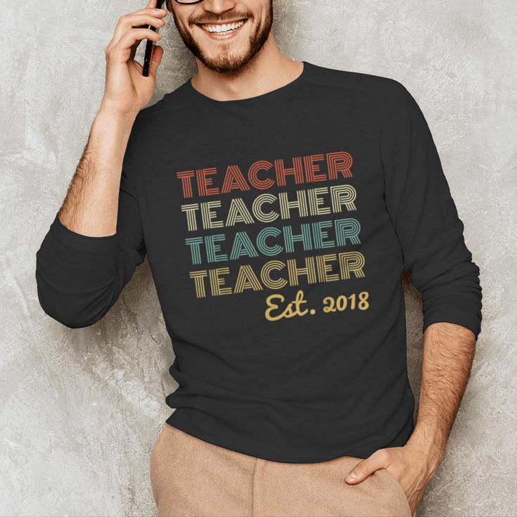 Vintage Teacher Established 2018 Graduation Men Unisex Long Sleeve T-Shirt