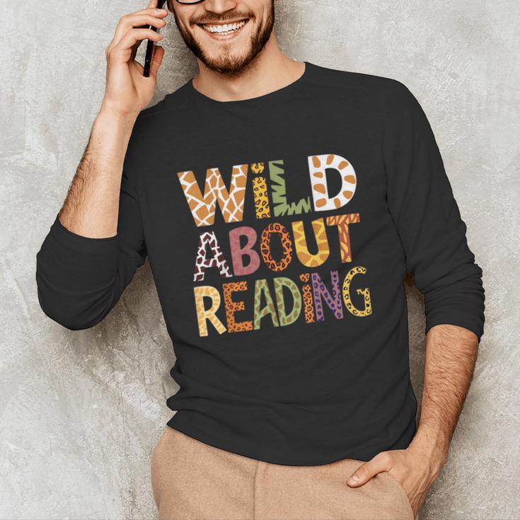 Wild About Reading Book Animal Children's Book Lover Teacher Unisex Long Sleeve T-Shirt Wild About Reading Book Animal Children's Book Lover Teacher Unisex Long Sleeve T-Shirt