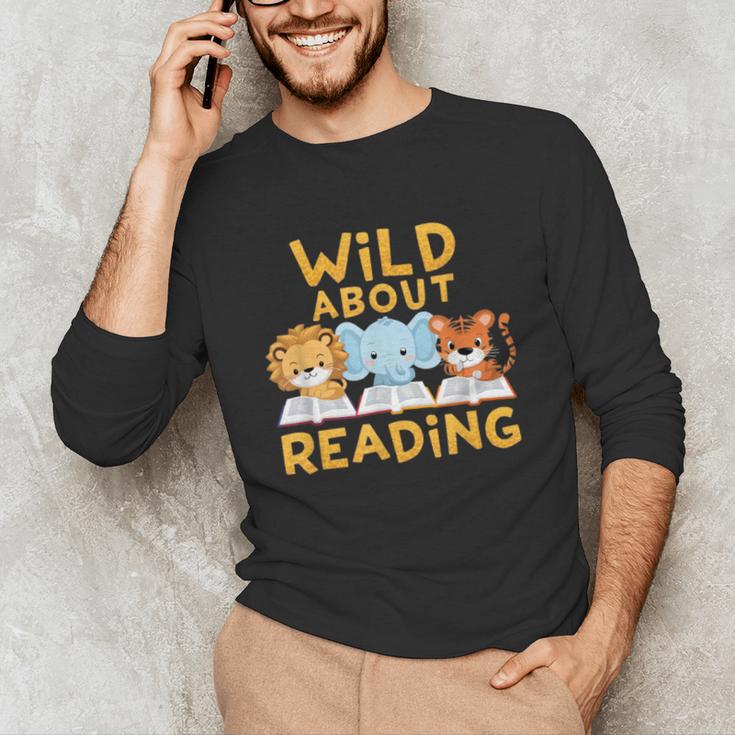 Wild About Reading Cute Animal Book Lover Kids Unisex Long Sleeve T-Shirt Wild About Reading Cute Animal Book Lover Kids Unisex Long Sleeve T-Shirt