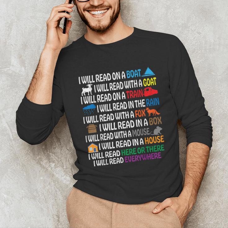 I Will Read Books On A Boat & Everywhere Reading Kids Book Unisex Long Sleeve T-Shirt