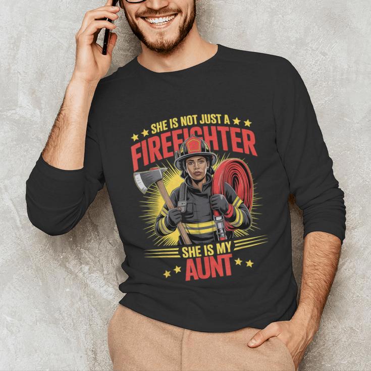 Woman Firefighter Aunt TiTi Auntie Black Graduation Unisex Long Sleeve T-Shirt