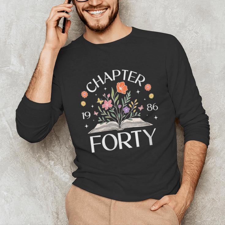 Women's 1986 Chapter Forty 40th Birthday Wildflower Book 40 Year Old Unisex Long Sleeve T-Shirt
