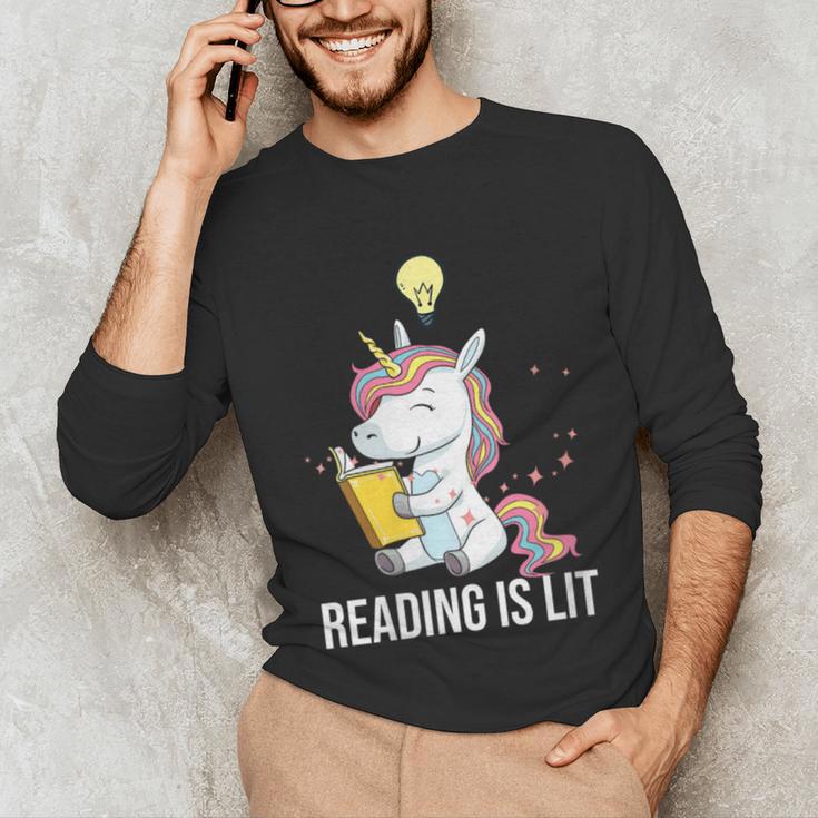 Women's Reading Is Lit Unicorn Library English Teacher Book Lover Unisex Long Sleeve T-Shirt Women's Reading Is Lit Unicorn Library English Teacher Book Lover Unisex Long Sleeve T-Shirt