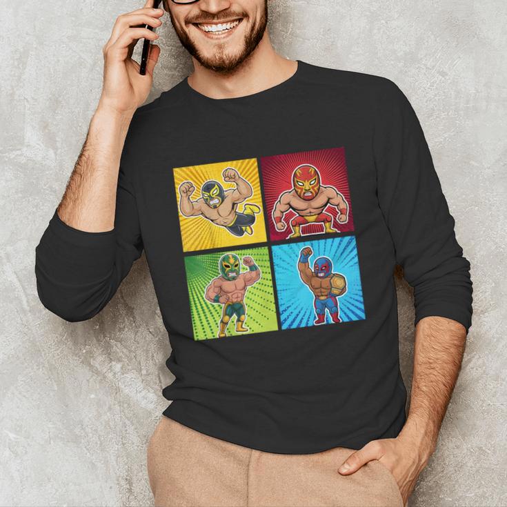 Wrestling Comic Book Wrestler Mexican Lucha Libre Mask Unisex Long Sleeve T-Shirt