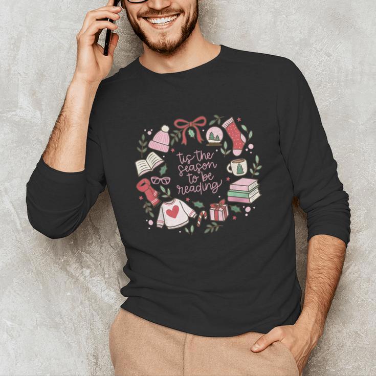 Xmas Tis The Season To Be Reading Books Pajamas Unisex Long Sleeve T-Shirt Xmas Tis The Season To Be Reading Books Pajamas Unisex Long Sleeve T-Shirt