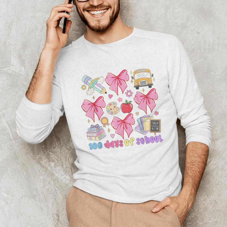 100 Days Of School Coquette Bow School Bus Pencil Books Unisex Long Sleeve T-Shirt 100 Days Of School Coquette Bow School Bus Pencil Books Unisex Long Sleeve T-Shirt