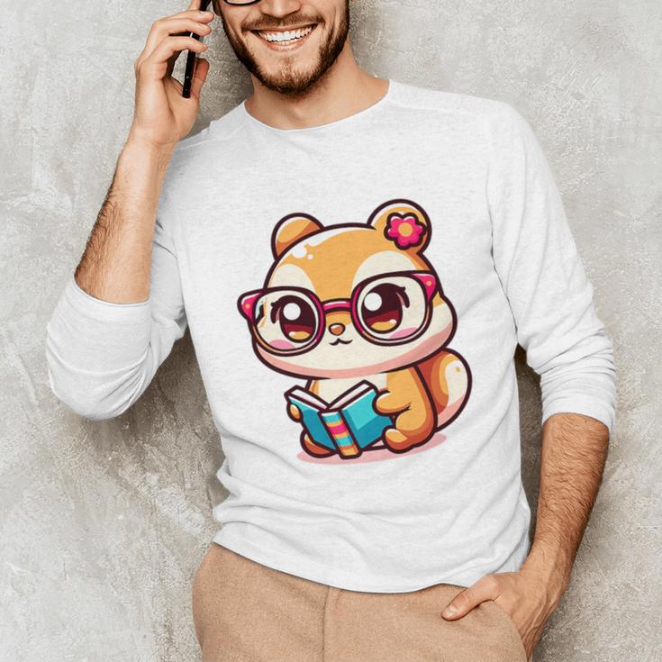 Adorable Book Lover Chipmunk With Reading Glasses Cute Premium Unisex Long Sleeve T-Shirt Adorable Book Lover Chipmunk With Reading Glasses Cute Premium Unisex Long Sleeve T-Shirt