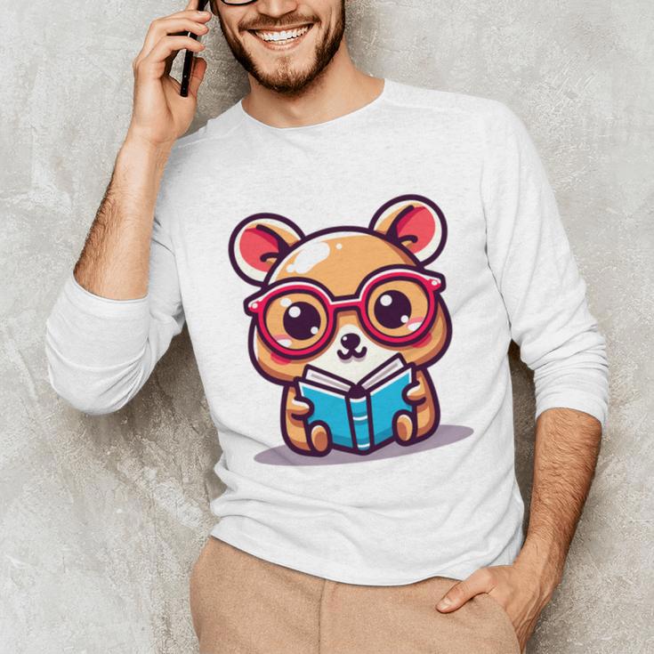 Adorable Book Lover Quokka With Reading Glasses Cute Unisex Long Sleeve T-Shirt