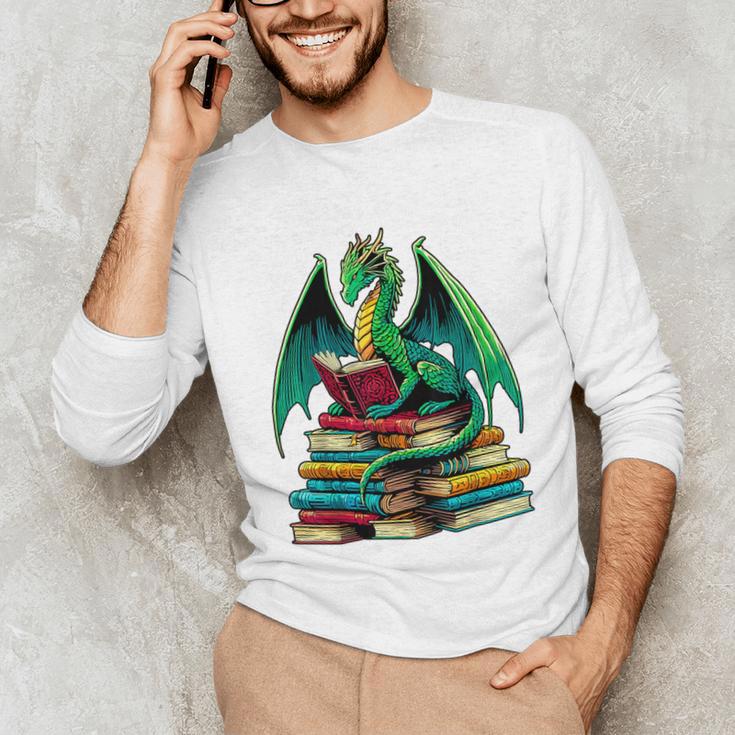 Book Dragon Reading Books Unisex Long Sleeve T-Shirt