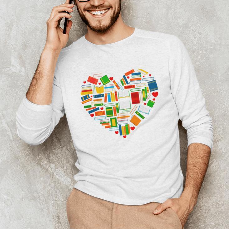 Book Lover Librarian Books Heart Valentine Unisex Long Sleeve T-Shirt