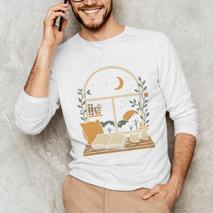 Book Lover Moonlight Reading Scene Night Unisex Long Sleeve T-Shirt Book Lover Moonlight Reading Scene Night Unisex Long Sleeve T-Shirt