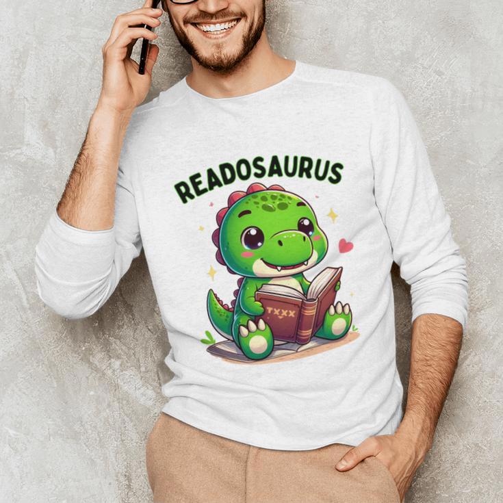 Book Lover Reading Dinosaur Readosaurus Library Unisex Long Sleeve T-Shirt