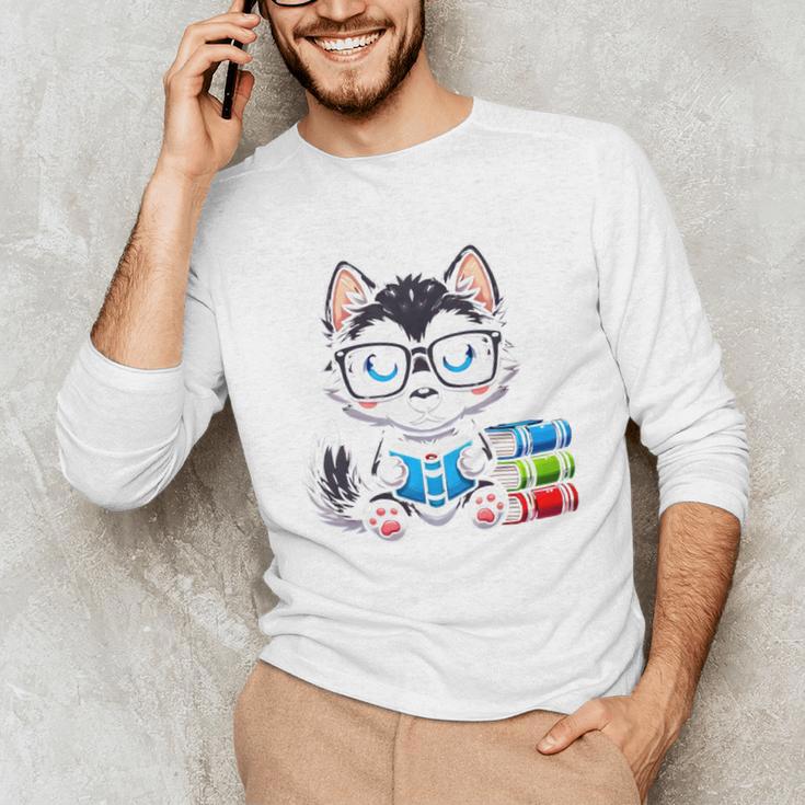 Book Lover Reading Husky Dog Unisex Long Sleeve T-Shirt Book Lover Reading Husky Dog Unisex Long Sleeve T-Shirt