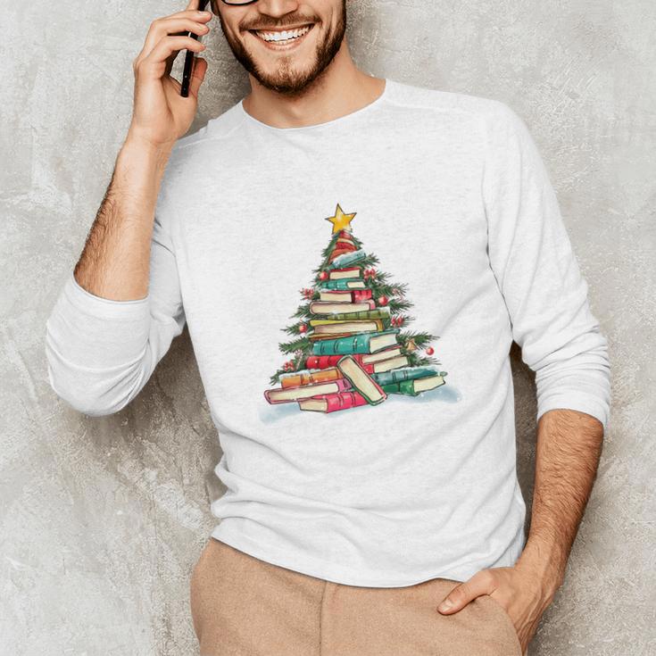 All Booked For Christmas Book Christmas Tree Lights Xmas Unisex Long Sleeve T-Shirt
