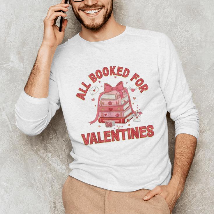 All Booked For Valentines Bow Heart Book Lover Valentine Day Unisex Long Sleeve T-Shirt