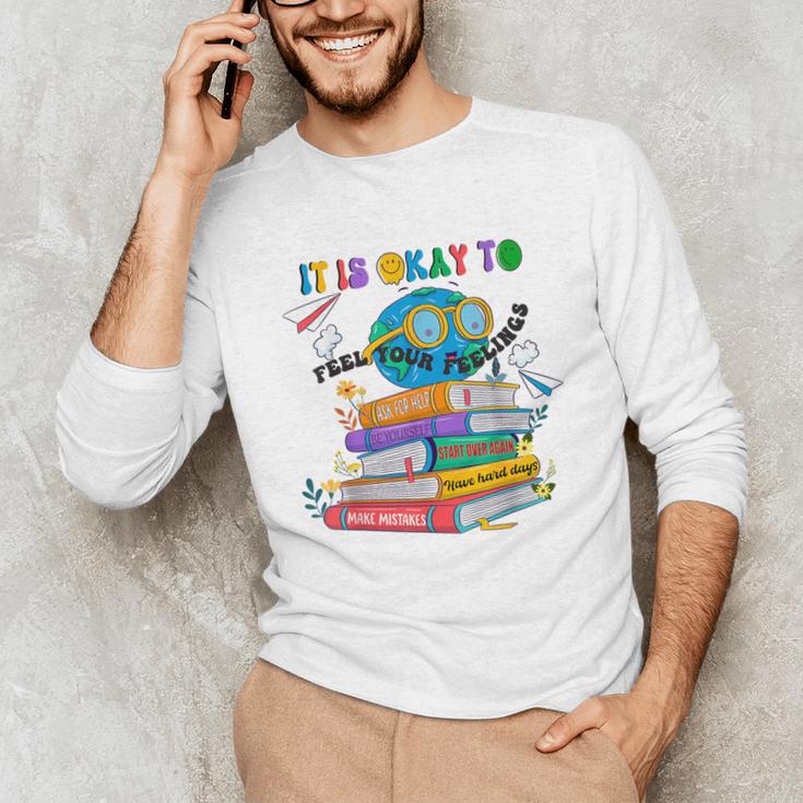 Books It's Okay To Be Kind Yellow Mental Health Day Kids Unisex Long Sleeve T-Shirt Books It's Okay To Be Kind Yellow Mental Health Day Kids Unisex Long Sleeve T-Shirt