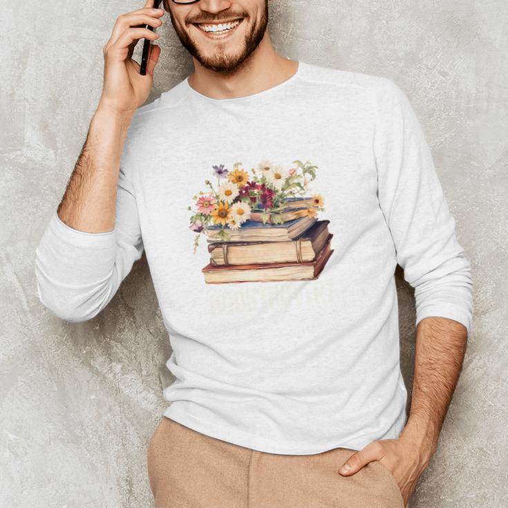 Booktrovert Vintage Wildflowers Books For Book Lovers Unisex Long Sleeve T-Shirt