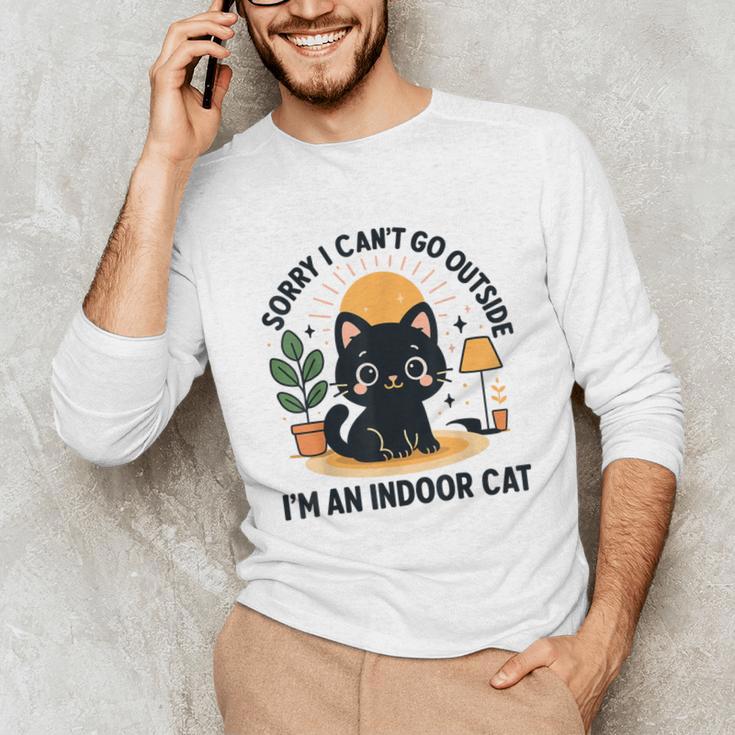 Cat Shirt Introvert Sorry I Can’t Go I’m An Indoor Cat Unisex Long Sleeve T-Shirt
