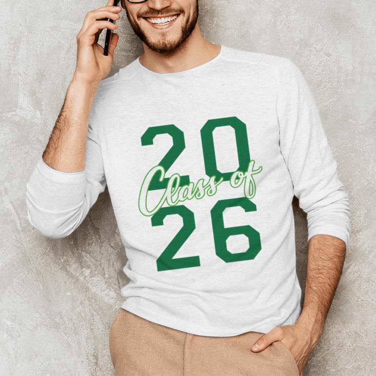 Class Of 2026 Graduation Varsity Green And On The Back Unisex Long Sleeve T-Shirt