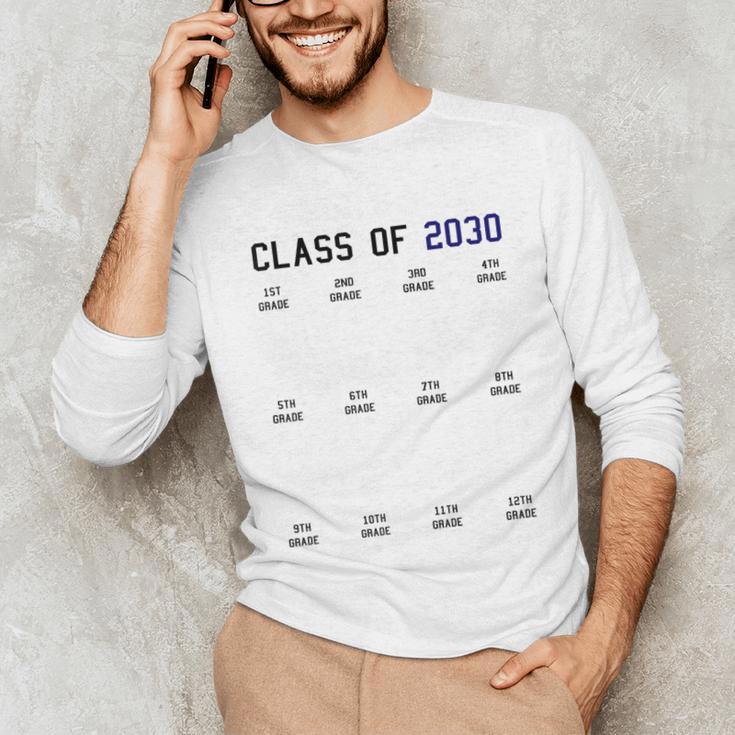 Class Of 2030 Graduation T-Shirt With Space For Handprints Unisex Long Sleeve T-Shirt