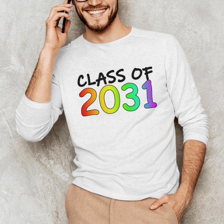 Class Of 2031 Pre-K -12th Grade Hand Prints Space Graduation Unisex Long Sleeve T-Shirt