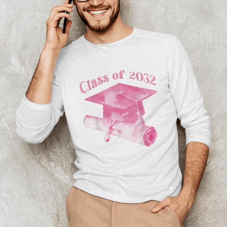 Class Of 2032 Senior 2032 Back To School 2032 Graduation Cap Unisex Long Sleeve T-Shirt