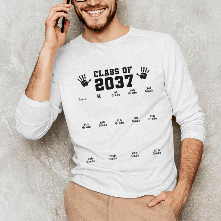 Class Of 2037 Handprint Grow With Me Pre-k Graduation Unisex Long Sleeve T-Shirt