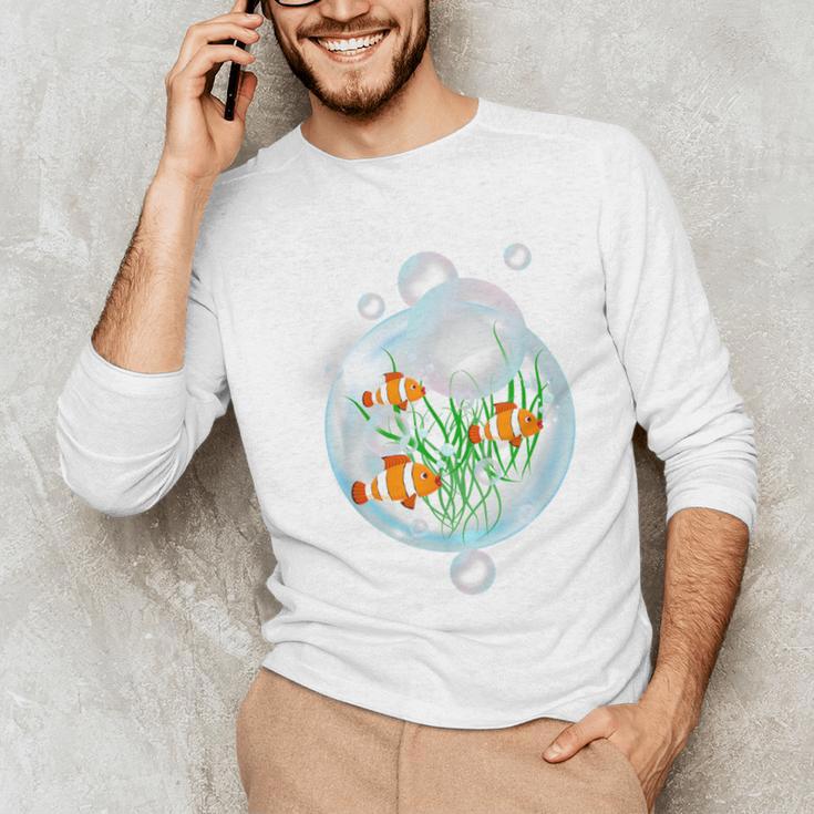 Clownfish Anemonefish Bubbles Water Frutiger Aero Y2K Style Unisex Long Sleeve T-Shirt