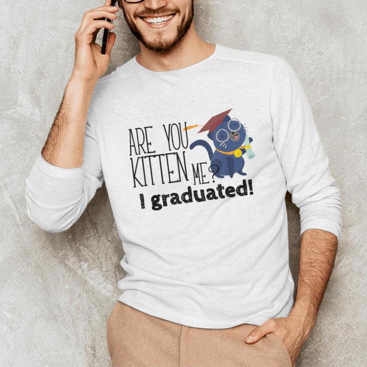 Cute Graduation Cat Masters High School T-Shirt For Men Women Kids Unisex Long Sleeve T-Shirt