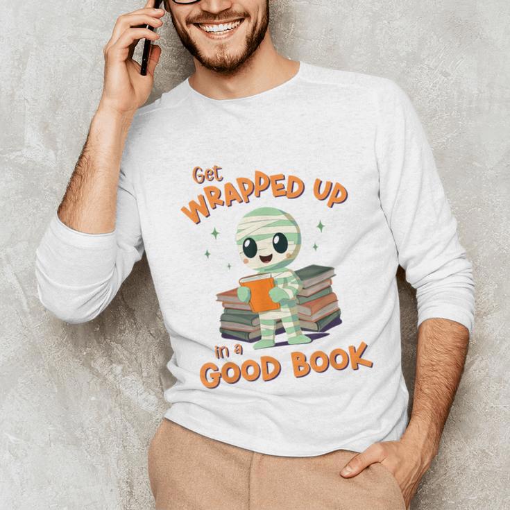 Cute Halloween Teacher Librarian Mummy Reading Books Unisex Long Sleeve T-Shirt Cute Halloween Teacher Librarian Mummy Reading Books Unisex Long Sleeve T-Shirt