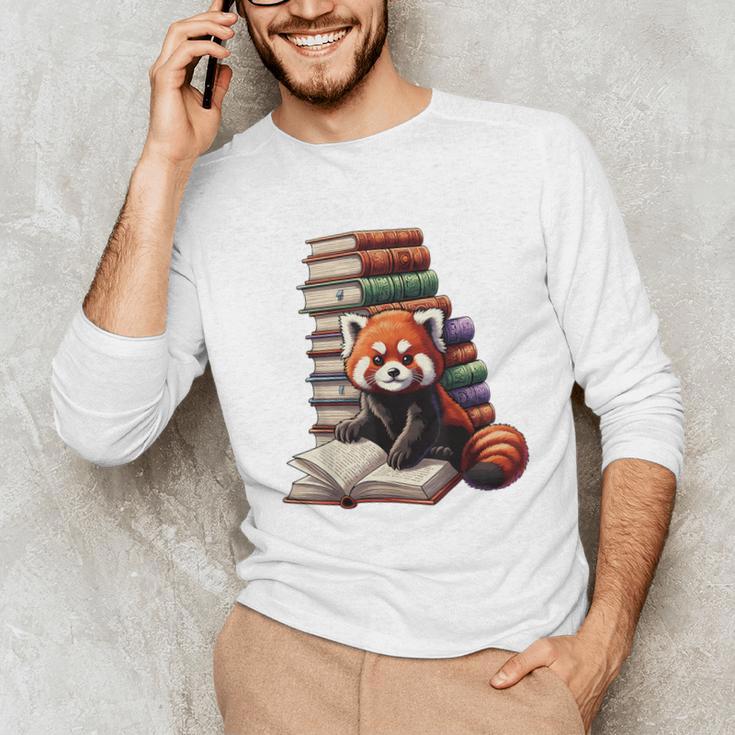 Cute Red Panda Reading Book Animal Bookworm Unisex Long Sleeve T-Shirt