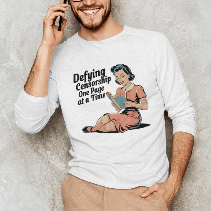 Defying Censorship One Page At a Time Read Banned Books Unisex Long Sleeve T-Shirt