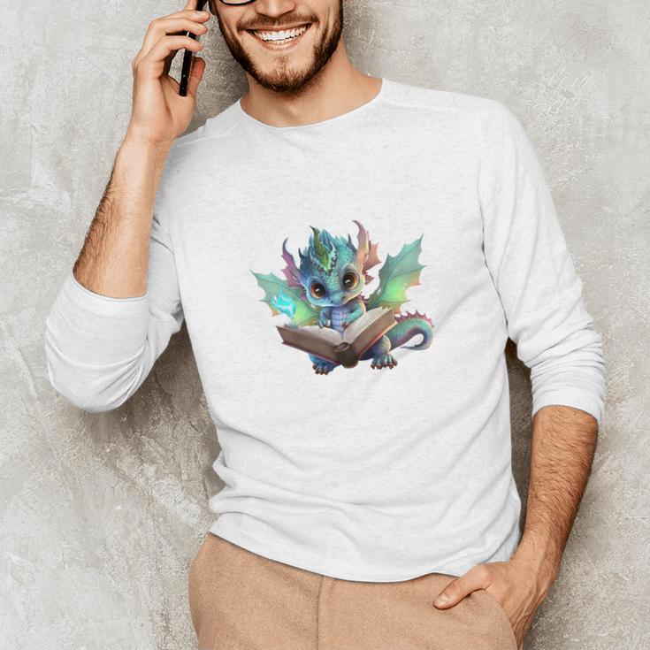 Easily Distracted By Dragon And Books Introvert Shirt Unisex Long Sleeve T-Shirt