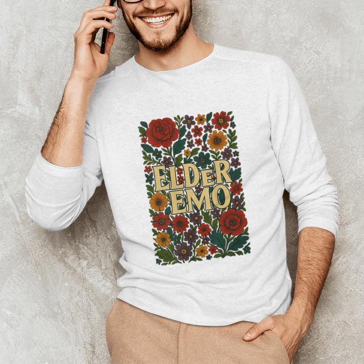 Elder Emo Floral Gothic Vintage Nostalgia Unisex Long Sleeve T-Shirt Elder Emo Floral Gothic Vintage Nostalgia Unisex Long Sleeve T-Shirt