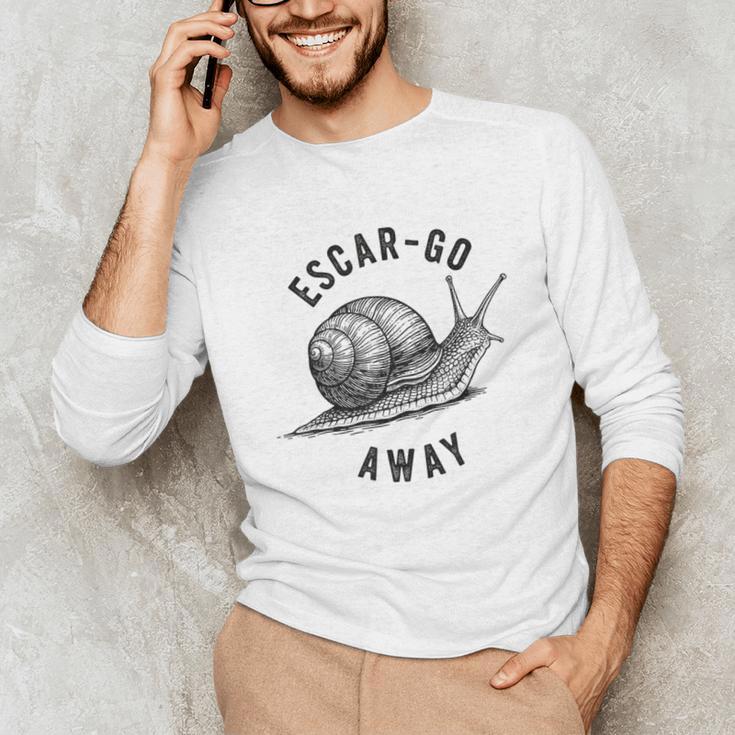 Escar Go Away Snail Vintage French Pun Introvert Humor Unisex Long Sleeve T-Shirt Escar Go Away Snail Vintage French Pun Introvert Humor Unisex Long Sleeve T-Shirt