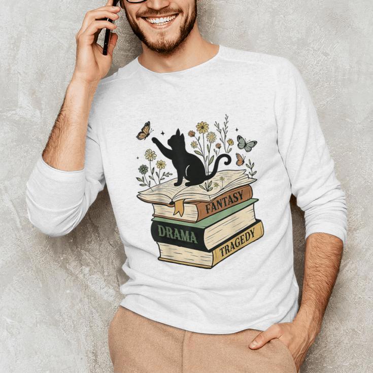 Fantasy Drama Tragedy Cat Book Lover Reading Humor Unisex Long Sleeve T-Shirt