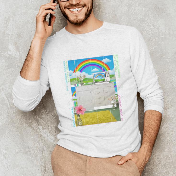 Frutiger Aero Aesthetic Rainbow Glitch Art Unisex Long Sleeve T-Shirt