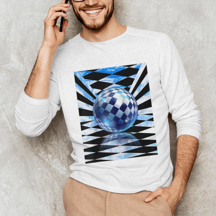 Frutiger Aero Aesthetic Tech Checkered Room Orb Sky Raglan Baseball Tee Unisex Long Sleeve T-Shirt