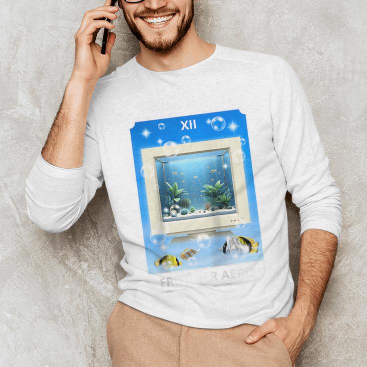 Frutiger Aero Aesthetic Tech Computer Aquarium Tarot Card Raglan Baseball Tee Unisex Long Sleeve T-Shirt